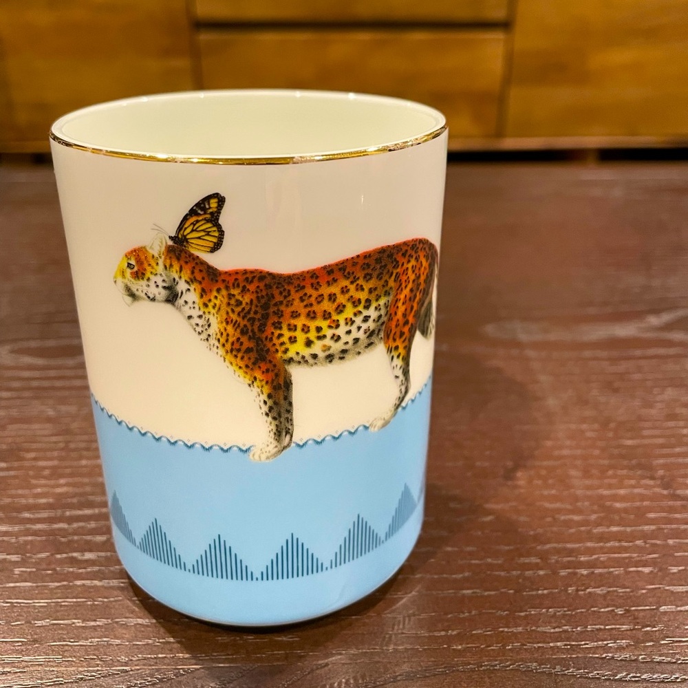 Yvonne Ellen White/Blue Tiger/Butterfly w/ Gold Details Mug from Anthropology
